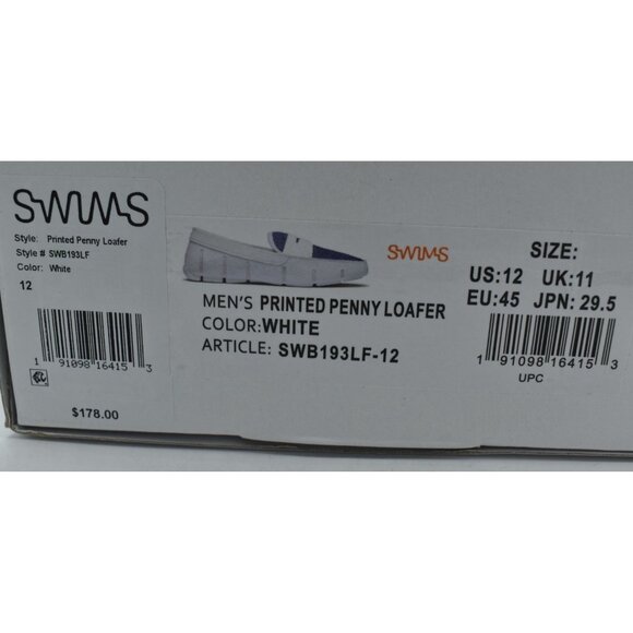 SWIMS Mens Size 12 Printed Penny Loafer White Slip On Loafers Shoes - Picture 12 of 12